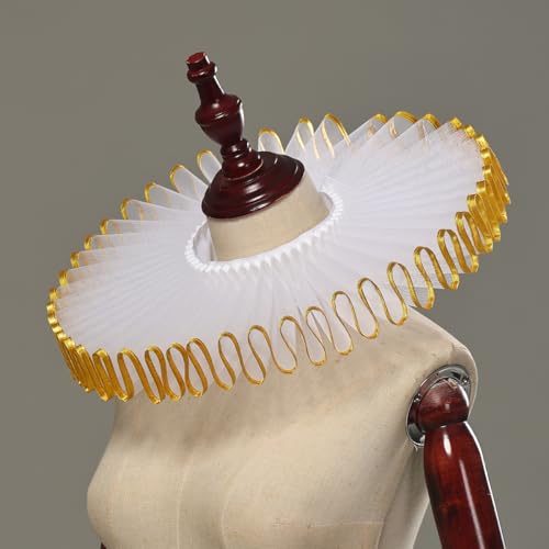 FAD-4U Elizabethan Neck Ruff Detachable Collar for Medieval Costume Ensembles Neck Collars4