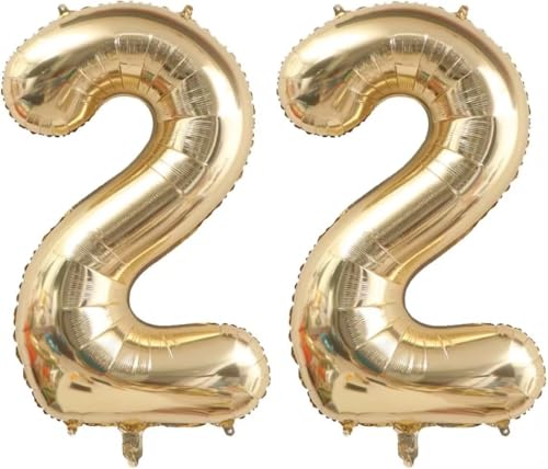 Image of 22 Birthday Balloon Number, 40 Inch Light Gold Number 22 Balloon, Foil Large Digital Birthday Balloons, Champagne Gold 22th 12th Birthday Party Decorations Supplies 22th Birthday Decorations