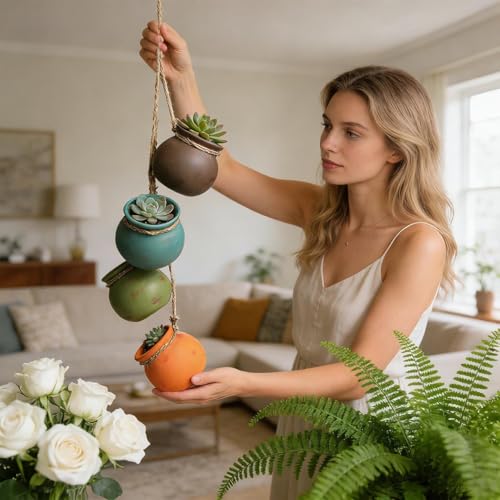 Mini jardinière de cactus avec drainage | 4 petits pots de fleurs mignons et design pour maison - 4