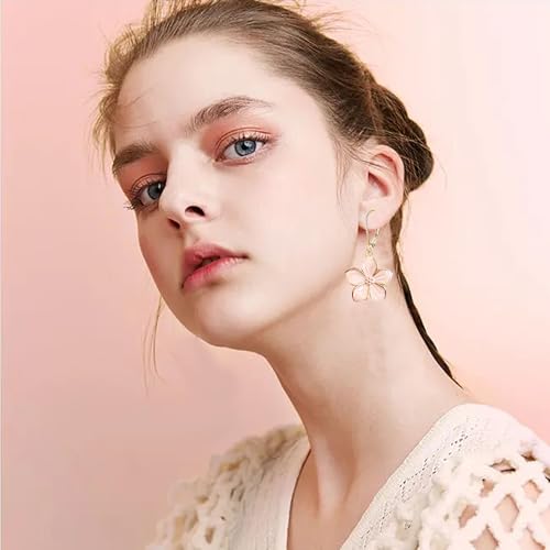 Blossom Petal Enamel Flower Hoop Earrings Elegant Floral Design Lightweight Dangle Drop Earrings for Women Jewelry4