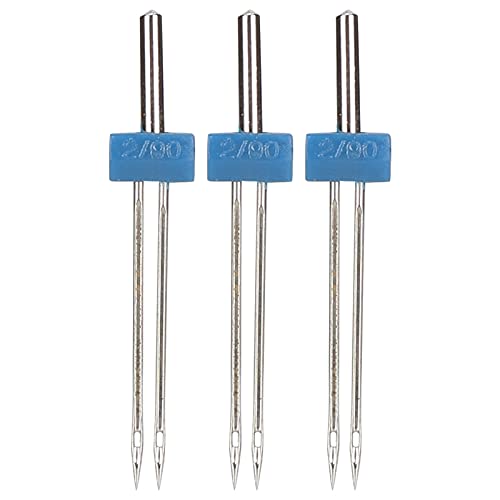 Double Needles Pins, Stainless Steel Threading and Hooking, Sewing Accessories for Most Sewing Machines (Double Machine Needle 2MM-3 Pieces/Bag)