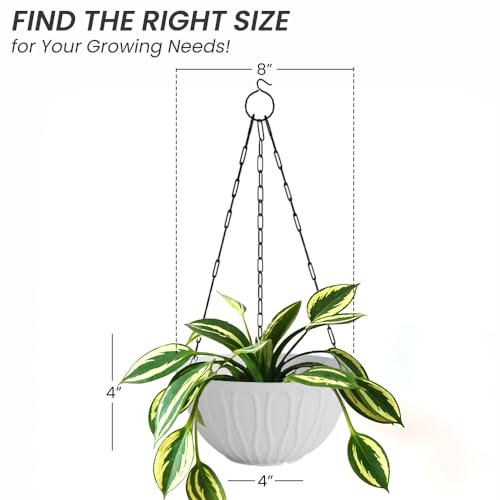 Image of YUCCABE ITALIA SHERA Hanging Wave 8 Inch Plastic Flower Pot for Plant Pack of 6 Pcs Round Shape Hanging Pot for Balcony Railing Planters for Indoor and Outdoor Garden (White)