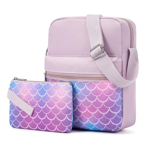 WOOMADA 2pcs Canvas Bag Crossbody Purses Cross Body Bag Messenger Bag CrossBody Purse Set(Violet Scales)