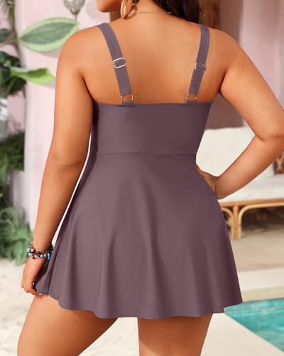 Image of Aqua Eve Plus Size Swim Dress - Two Piece Tankini Swimsuit Tummy Control Bathing Suit with Shorts 2025
