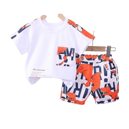 Googogaaga Boy’s Cotton Printed T-Shirt with Shorts in White Color Baby Boys Clothing Set