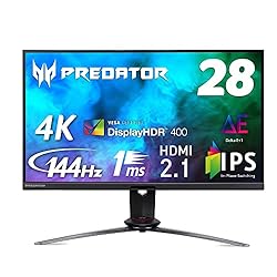 Acer���� �����ߥ󥰥�˥��� Predator 28����� XB283KKVbmiipruzx PS5�б� 4K IPS Delta E<1 144Hz 1ms(GTG) VESA DisplayHDR™ 400 HDMI2.1 USB 3.1 (Type-C�������б�65W) VESA�ޥ�����б� �⤵Ĵ�� ����ȵ�ǽ �ԥܥåȵ�ǽ (�Ĳ���ž) �����٥뵡ǽ �������� 3ǯ�ݾ�