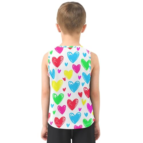 J JOYSAY Colorful Heart Shape Boys Tank Top Sleeveless Muscle Shirts Quick Dry Kids T-Shirts 3-15T3