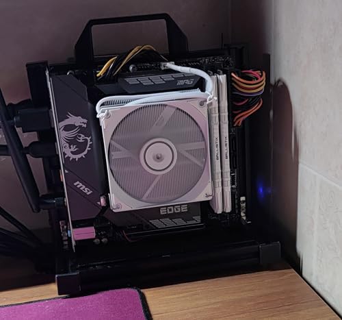 Image of ITX (17 x 17cm) PC Motherboard Open Case Frame, Open Bare Metal Air Water Cooling Fan Stand (Black)