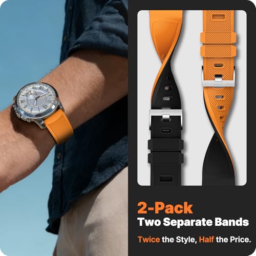 Image of Fullmosa 20mm Watch Strap, 2 Pack Silicone Watch Straps for Men Women, Compatible with Amazfit Bip U /Bip U Pro, Amazfit GTR /GTR Mini, Samsung Galaxy Watch 4 /5 /6 /7, Garmin Venu and all 20mm Watches