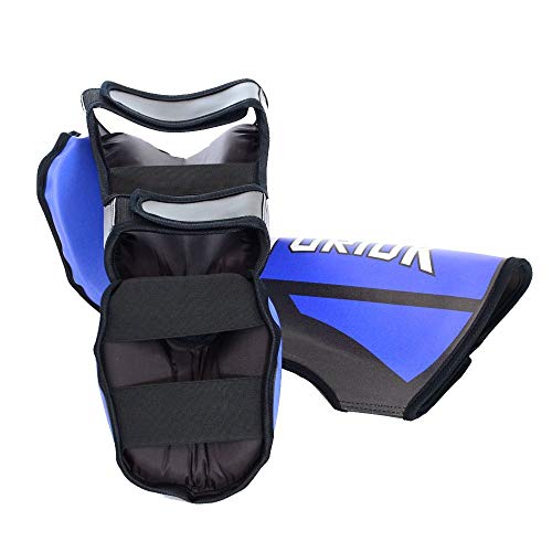 Caneleiras Kick Boxing Muay Thai com Peito de Pé Fixo - Profissional - Armour - Azul - Toriuk -