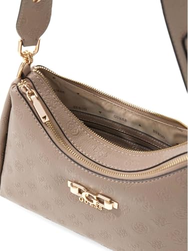 Sac à épaule GUESS Anise Double Zip finitions premium taupe