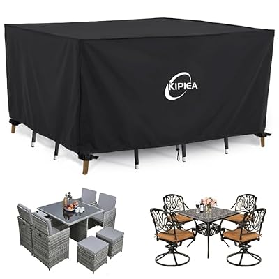 Kipiea Patio Furniture Covers Waterproof Winter, Heavy-Duty Outdoor Furniture Set Covers for Table Chairs, Anti-UV, No Tears or Fading (65" L x 42" W x 28" H)