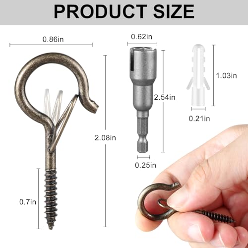 Image of FSAH 24 PCS Q-Hanger Hooks with Safety Buckle, Windproof Screw Hooks