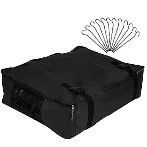 Aufbewahrungstasche für Zelt Teppich - 55x40x15 cm - mit 12 Heringen - Transport Tasche - Zeltteppich - schwarz - 420D Polyester - wasserdicht