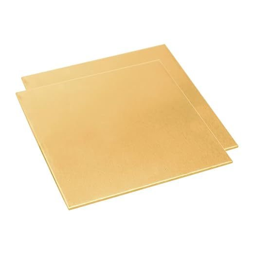 20 Gauge Brass Sheet,H62 Brass Plates Metal 0.031" Thickness x 5.9" Width x 5.9" Lenght, for Models, Crafts, Repairs, Electrical, 2Pcs