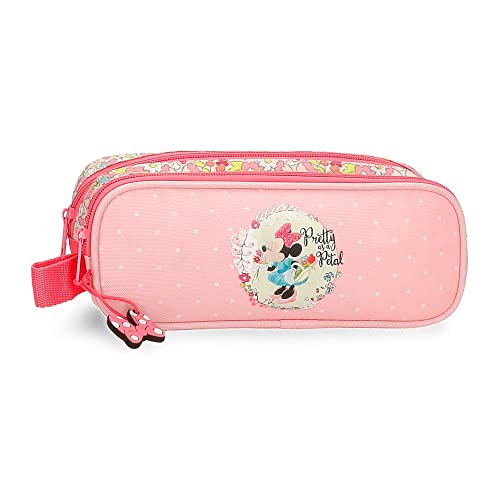 Disney Minnie Florals Estuche Doble Compartimento Rosa 23X9X7 Cms Poliéster