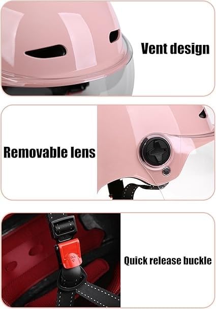 Casco da moto aperto per bambini, casco da scooter omologato ECE con visiera, casco da scooter per ragazzi e ragazze dai 3 ai 12 anni E,51-56CM