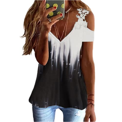 Camiseta de Manga Corta de Encaje con...