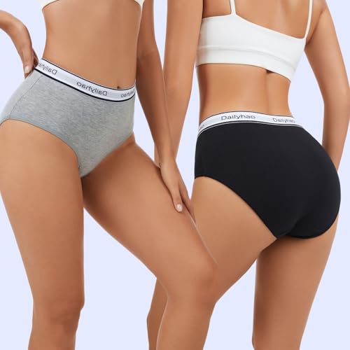 Image of Women's Cotton Underwear Mid Rise Full Coverage Soft Breathable Stretchy Solid Brief (5 Pack)