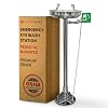 TRADESAFE Eye Wash Station OSHA Approved - Pedestal Mounted Emergency Eye Wash Station, Stainless Steel Eyewash Station Floor Mount, Aluminum Eye Wash Station Sign Included