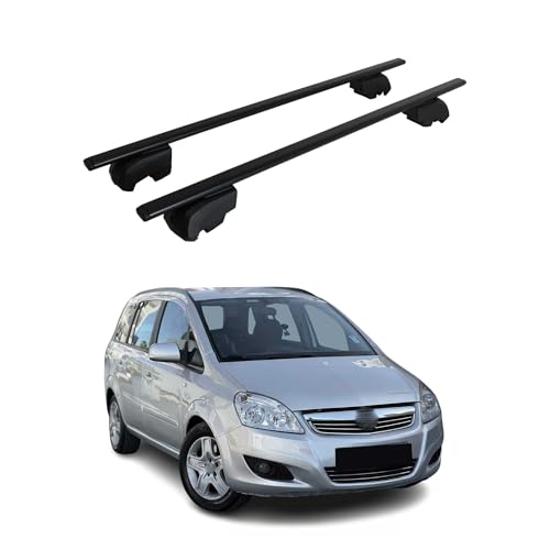 OMAC Dachträger Grundtäger kompatibel mit Opel Zafira B 2005-2011 Metall 75kg Schwarz 2tlg Geschlossene Reling für Fahrradträger, Dachboxen, Skiträger Abschließbar OMAC Dachträger Grundtäger kompatibel mit Opel Zafira B 2005-2011 Metall 75kg Schwarz 2tlg Geschlossene Reling für Fahrradträger, Dachboxen, Skiträger Abschließbar