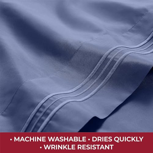 Image of Mellanni RV Short Queen Sheets - 4 PC Iconic Collection Bedding | Hotel Luxury, Extra Soft, Cooling Bed Sheets - Deep Pocket up to 10 inch (RV /Short Queen, Blue Nova)