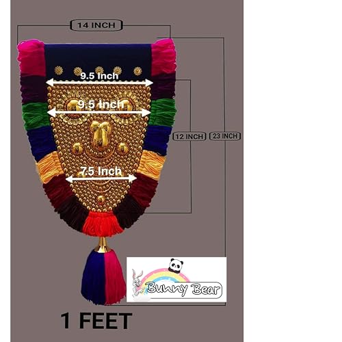Image of BUNNY BEAR | 1.00 Feet(31 CM) Kerala Nettipattam Wall Hanging | Gold Plated Elephant Caparison | Traditional Kerala Handicraft Decorative Art for Home, Pooja Room & Gift Decor