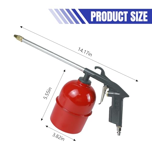 Image of Air Blow Gun Pneumatic Engine Cleaning Gun with 4Ft Hose, Aluminum Car Engine Cleaning Spray Guns, Vehicle Cleaner Degreaser Spray Tool for Narrow Space, Universal Fit (Straight Head+Bottle)