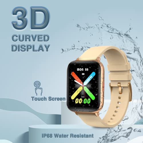 Image of MUSTARD CZAR Smart Watch with 1.81 inch Curved Display with 3D Dynamic dial, Bluetooth Calling, Water Proof IP68, 10 Built-in &100+ Sports Mode, 150+ Watch Faces, Dedicated Spo2 & Female Care (Gold)