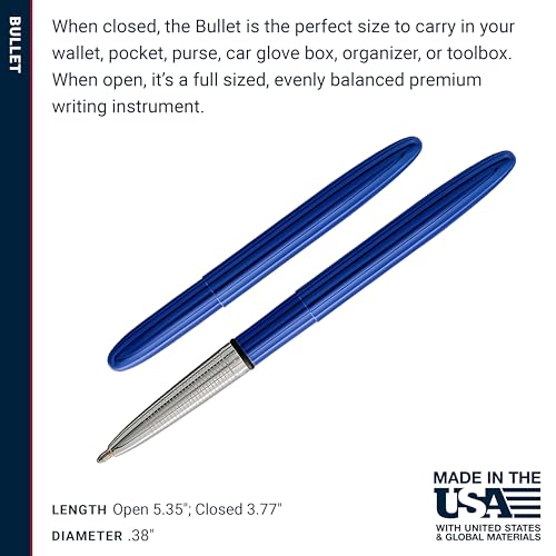 Image of Fisher Space Pen Blueberry Bullet Pen, Pressurized Ballpoint Pen, Compact Size, Writes Upside Down and in Extreme Temperatures, Smooth Black Ink, Medium Point, Gift Box, Made in the USA
