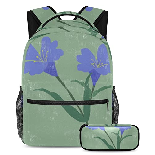 Sac à dos à fleurs bleues compact pour éviter le désordre des fournitures