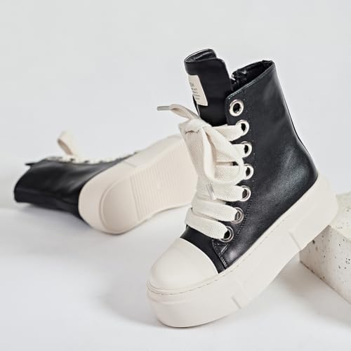 Women's High Top Platform Sneakers Pu Leather Comfort Ankle Boots Zipper Fashion Tennis Chunky Shoes Sneaker2