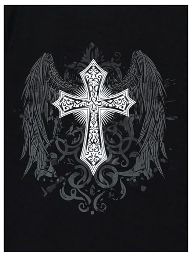 SHENHE Men's Graphic Cross Wing Pring Y2k Goth Top Crew Neck Short Sleeve Tee Shirt3
