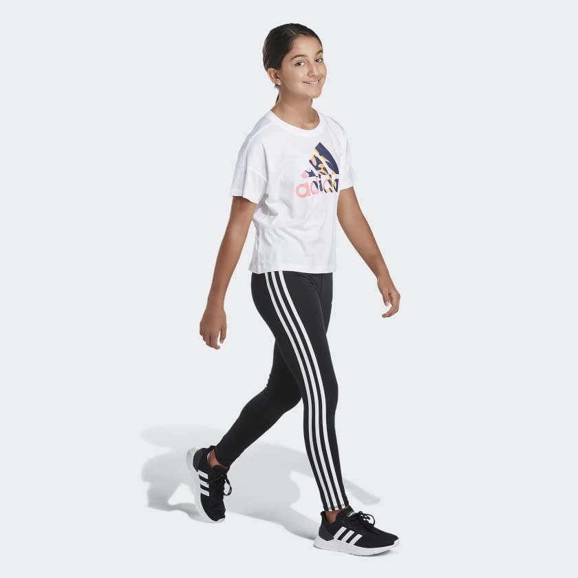 adidas Girls' Big Short Sleeve Tee T-Shirt, White Pastel, Large3