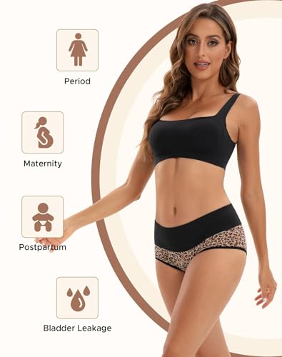 Image of INNERSY Period Underwear for Women Leakproof High Waisted Menstrual Cotton Panties 3 Pack