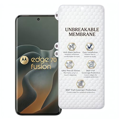 VIYAN Front Unbreakable Membrane Screen Protector Compatible With Motorola Edge 70 Fusion 5G | Smooth Touch | Edge To Edge Protection | HD Clear | (PACK OF 1) [ Not A Glass ]
