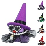 Jyeennar Purple Halloween Rubber Ducks for Ducking, Car Dashboard Decoration Adult Rubber Ducks with Hat Diamond Sunglasses White Pearl Necklace Cloak Dress