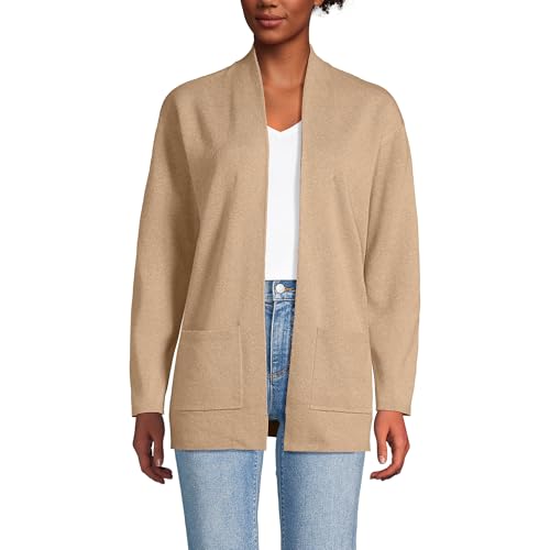 Lands' End Women's Cotton Half Milano Open Cardigan Sweater