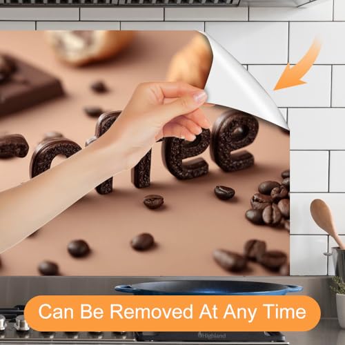 Image of Coffee Beans Wall Mural Peel Stick Kitchen Backsplash Decor Spring Farm House Style 35.4x23.6 Inch Cafe Art