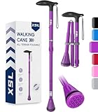 XSL Walking Cane - Foldable, Adjustable, Collapsible Walking Canes for Men & Women, Heavy Duty All Terrain Tip, with Travel Bag | Portable Walking Sticks for Seniors & Adults (Purple)