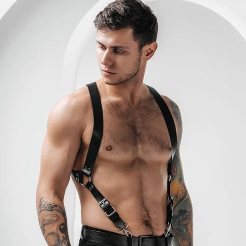 FLUTOY Harness Männer Leder,Hosenträger Herren Gay Unterwäsche Herren Sexy Unterwäsche für Mann Reizwäsche für sex Fetisch Festival Rave Outfit (K2)