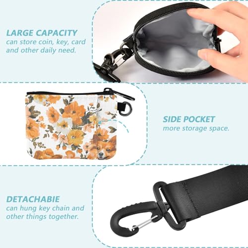 Artist Dog Fall Orange Flower Dual Coin Purse Credit Card Holder Wallet Mini Fashion Business Card Case Money Organizer with Zipper Coin Pocket for Women 2 Pcs3