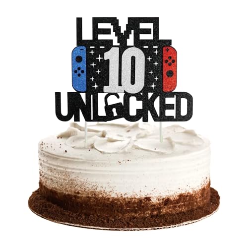 1 Stück 10 Videospiel Tortendeko, Spiel Themen-Kuchenaufsatz, Glitter Spielkonsolen Themen Kuchenaufsatz, Cake Topper für Jungen Mädchen Spielkonsole Theme Geburtstag Party...
