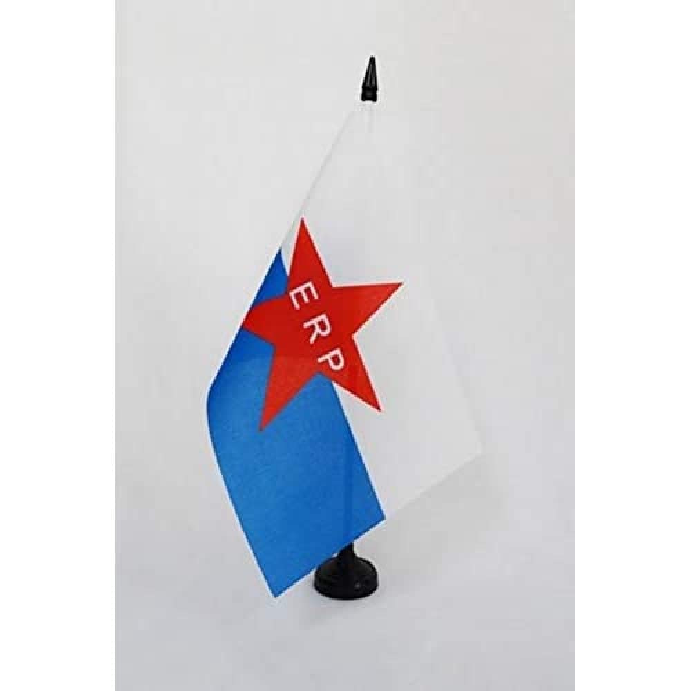 Bandera De Mesa De Corea Del Norte Con Kim Jong-un 21x14cm - Banderín De Despacho, Poliéster, AZ FLAG