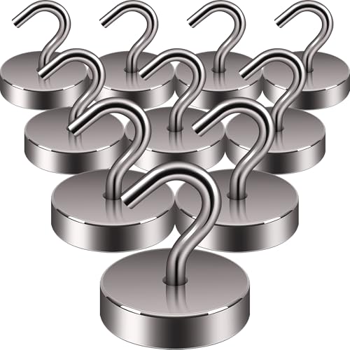 Image of Neosmuk Magnetic Hooks Steel Tube Design for Cruise,80lb+ Grey,10 Pack | Cruise Ship Essentials,Heavy Duty Magnett Hooks for Cabins, Refrigerator, Grill, Hanging, and Travel Extra Strong Must-Haves