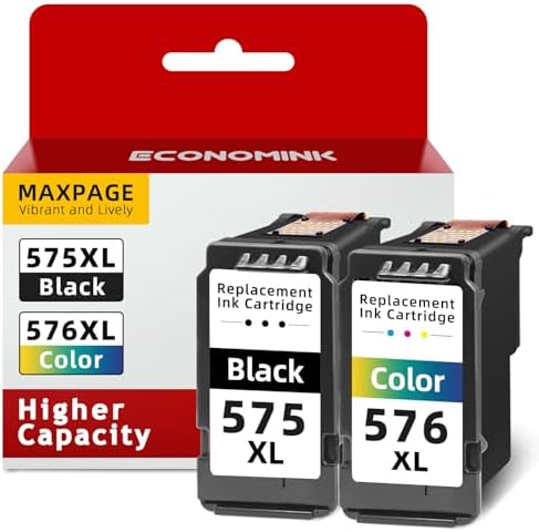 YUANQIMM PG-575XL CL-576XL Printercartridges 575 576 XL Compatibel voor Canon 575 576 XL Printercartridges voor Canon PIXMA TS3550i TS3551i TS3750i TS3751i TS3752i TR4750i TR4751i (1 Zwart, 1 Kleur