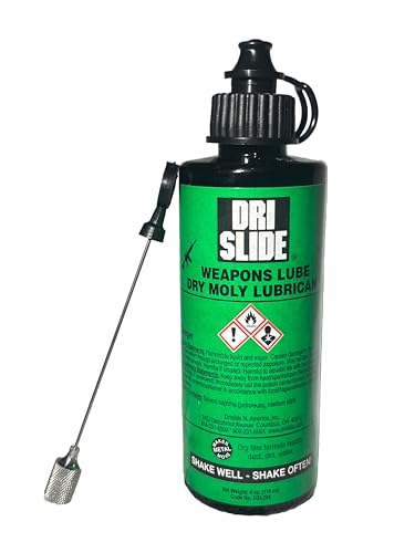 Dri-Slide Weapons Lubricant 4oz Bottle with Needle Applicator – Long-Lasting Dry Film Lube for Firearms, Reduces Friction & Wear