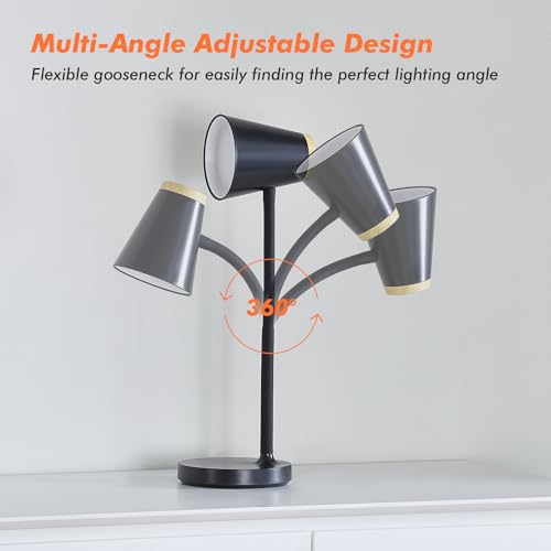 Image of EJIAXIN Desk Lamp for College Dorm Room - Small LED Desk Lamp Touch Dimmable Reading Light for Home Office - Adjustable Flexible Gooseneck Table Lamp for Bedside Bedroom Nightstand Black