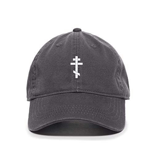 Russian Orthodox Cross Baseball Cap Embroidered Cotton Adjustable Dad Hat Charcoal