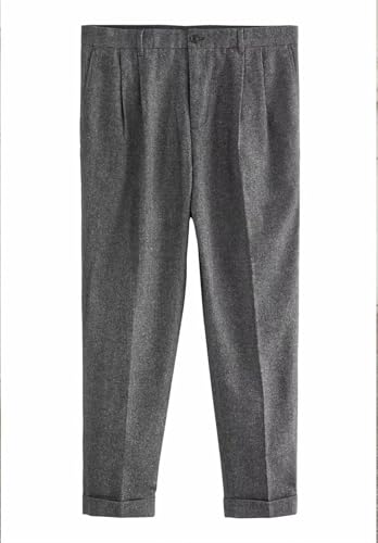 Mens Tweed Classic Fit Pleat-Front Dress Pants Slacks Trousers3
